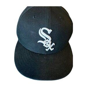New Era 59 Fifty White Sox Hat Cap Fitted Size 7.5 Black
